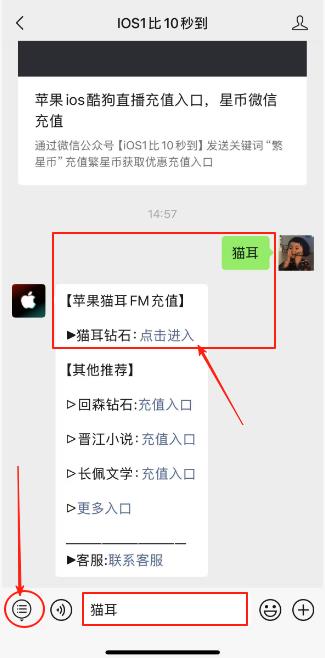 苹果iOS猫耳钻石充值，猫耳FM微信充值入口