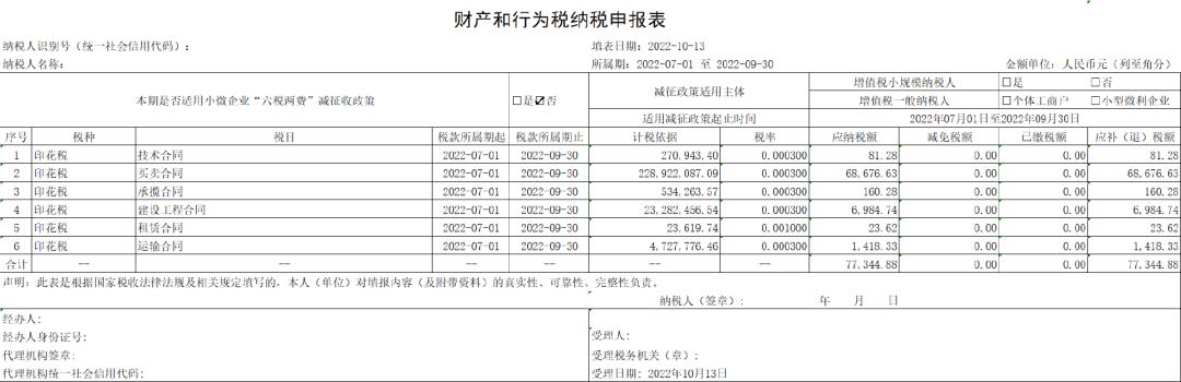 印花税申报产品设计